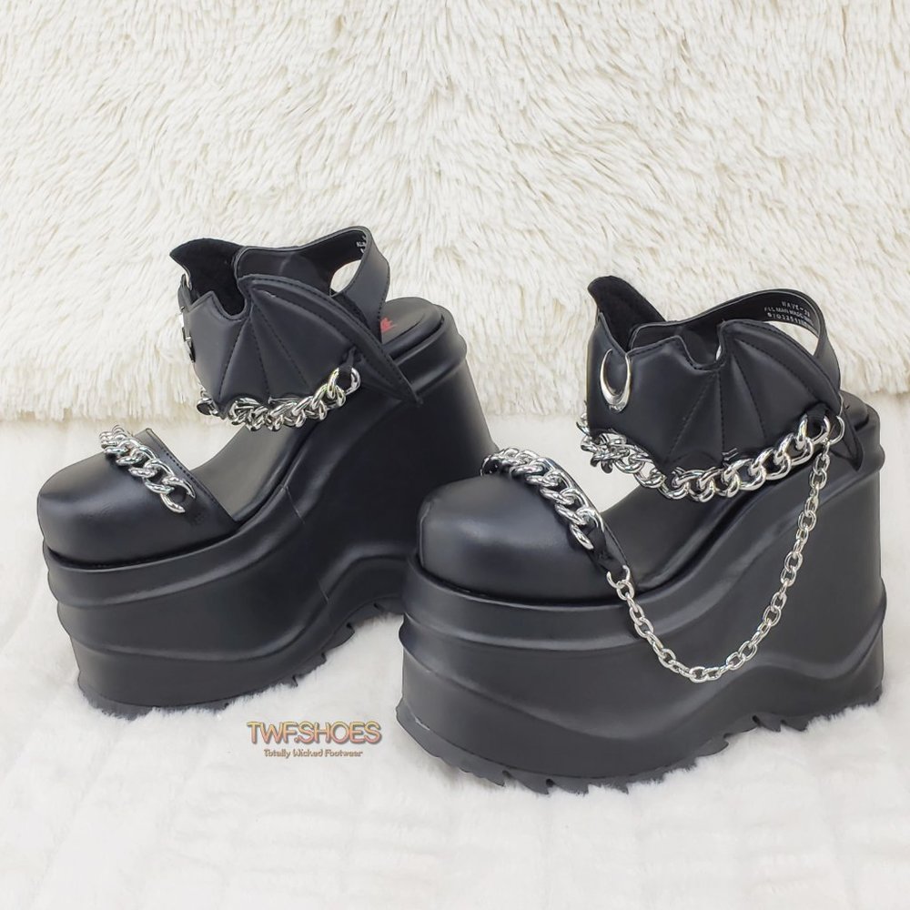 Wave 20 Platform Goth Punk Sandals Bat Closure - Picture 14 of 15